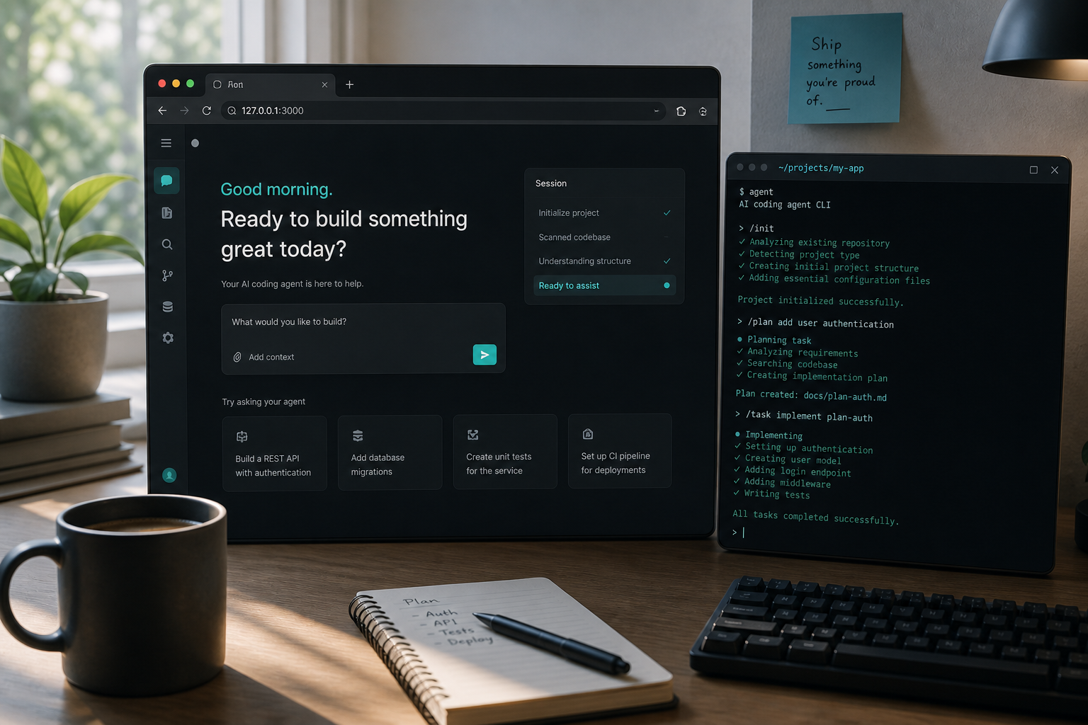 Developer desk with local dsh web UI